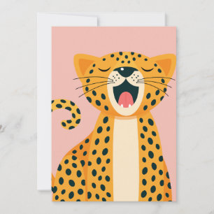 Whimsical Safari Animal Yawning Cheetah Cartoon Holiday Card