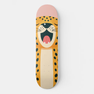 Whimsical Safari Animal Yawning Cheetah Cartoon Skateboard