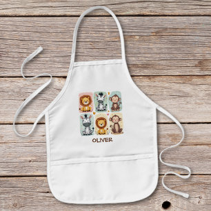Whimsical Safari Animals Kids Apron