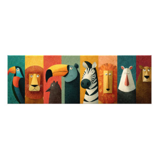 Whimsical Safari Animals Poster