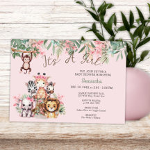 Whimsical Safari Jungle It's A Girl Baby Shower