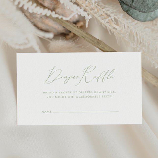 Whimsical Sage Green Baby Shower Diaper Raffle Enclosure Card (Creator Uploaded)
