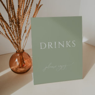 Whimsical Sage Green Baby Shower Drinks Pedestal Sign