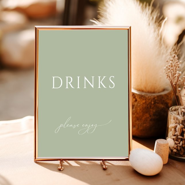 Whimsical Sage Green Baby Shower Drinks Sign (Creator Uploaded)