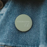 Whimsical Sage Green Baby Shower Grandma To Be 6 Cm Round Badge<br><div class="desc">Introducing our whimsical sage green baby shower grandma-to-be button, perfect for your simple modern boho celebration any season of the year! This button has a boho-chic, gender-neutral vibe with elegant calligraphy and a delicate minimalist design, making it ideal for both girls and boys. Plus, it's editable, so you can add...</div>