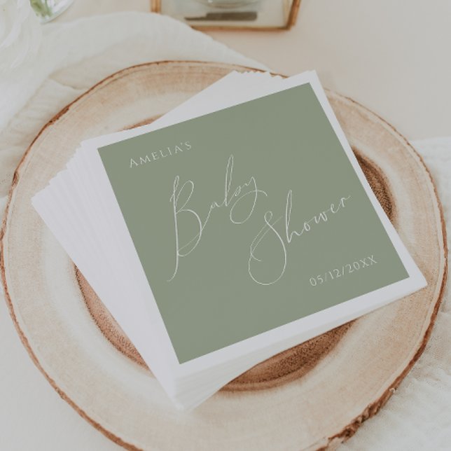 Whimsical Sage Green Baby Shower Napkins (Creator Uploaded)
