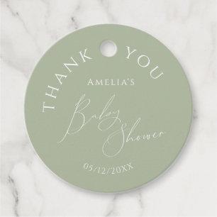 Whimsical Sage Green Baby Shower Thank You Favour Tags