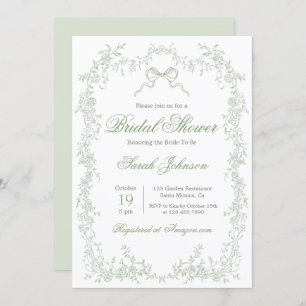 Whimsical Sage Green Bridal Shower Invitation