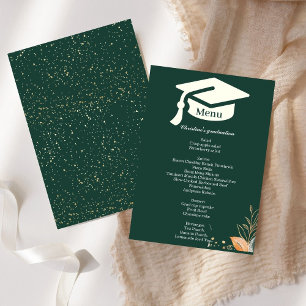 Whimsical sage green Graduation party dinner menu