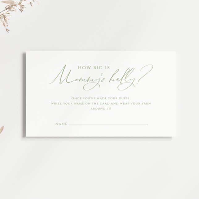 Whimsical Sage Green How Big Is Mummy's Belly Card (Creator Uploaded)