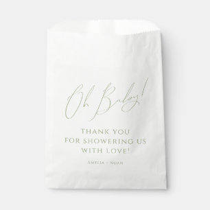 Whimsical Sage Green Oh Baby Shower Thank You Favour Bags