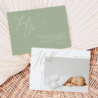 Whimsical Sage Green Thank You Baby