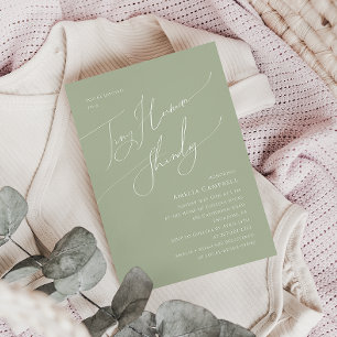 Whimsical Sage Green Tiny Human Baby Shower Invitation