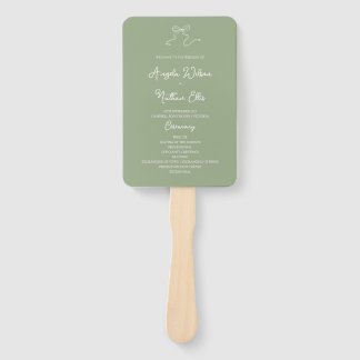Whimsical Sage Green Wedding Program Fan