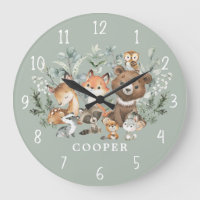 Whimsical Sage Green Woodland Animals Boy Nursery