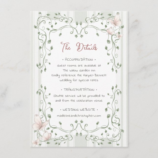 Whimsical Sage Greenery Wedding Enclosure Card (Front)