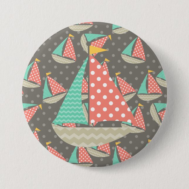 Whimsical Sailboats 7.5 Cm Round Badge (Front)