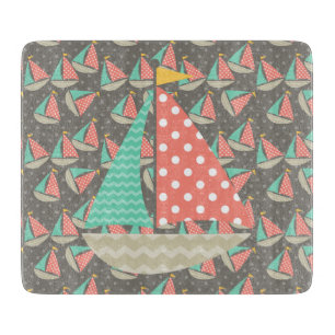 Whimsical Sailboats Cutting Board