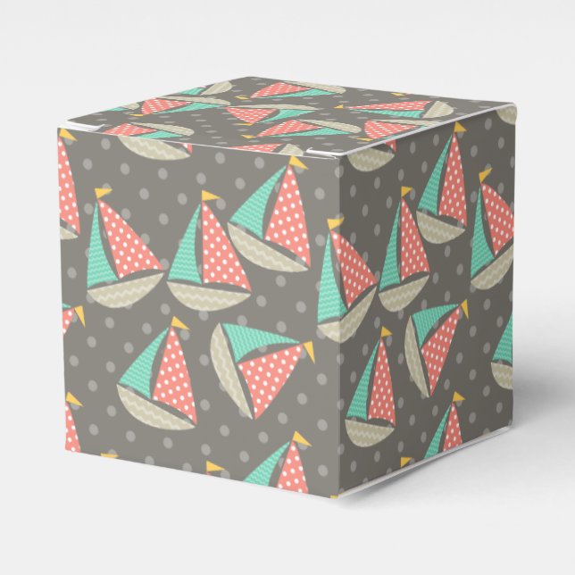 Whimsical Sailboats Favour Box (Front Side)