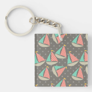 Whimsical Sailboats Key Ring