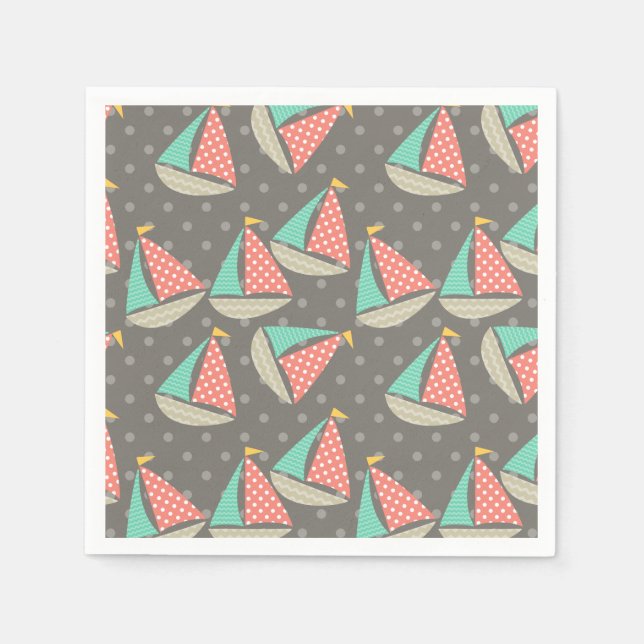 Whimsical Sailboats Napkin (Front)