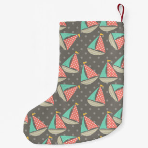 Whimsical Sailboats Small Christmas Stocking
