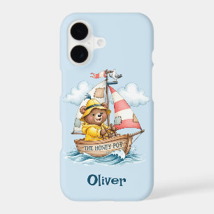 Whimsical Sailor Bear on Sailboat 