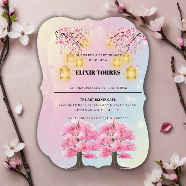 Whimsical Sakura Cherry Blossom Tree Baby Shower Invitation (Creator Uploaded)