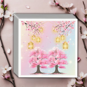 Whimsical Sakura Cherry Blossom Tree Baby Shower Napkin