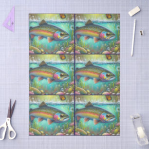 Whimsical Salmon Fish with Florals – Decoupage Tissue Paper