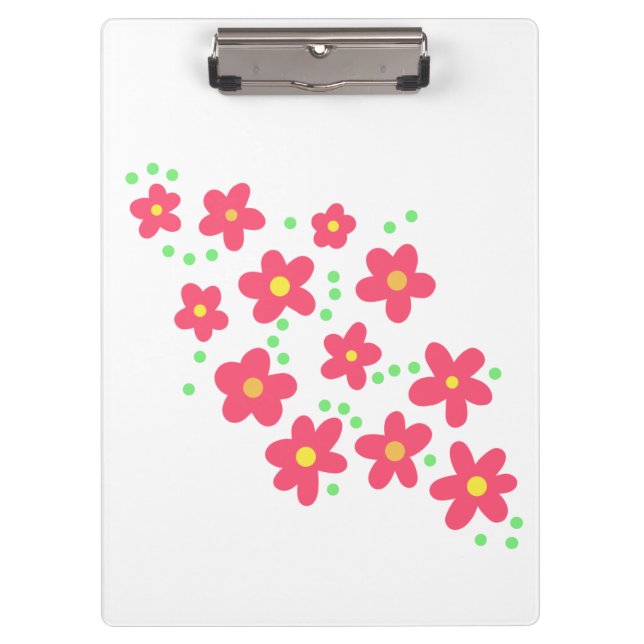 Whimsical Salmon Flowers Clipboard (Front)