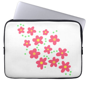 Whimsical Salmon Flowers Laptop Sleeve