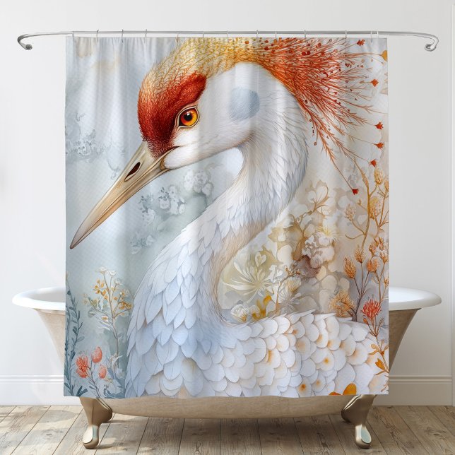 Whimsical Sandhill Crane Art  Shower Curtain (Creator Uploaded)