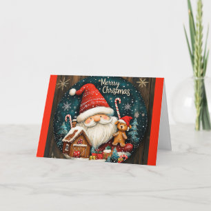Whimsical Santa and Toy Christmas Card