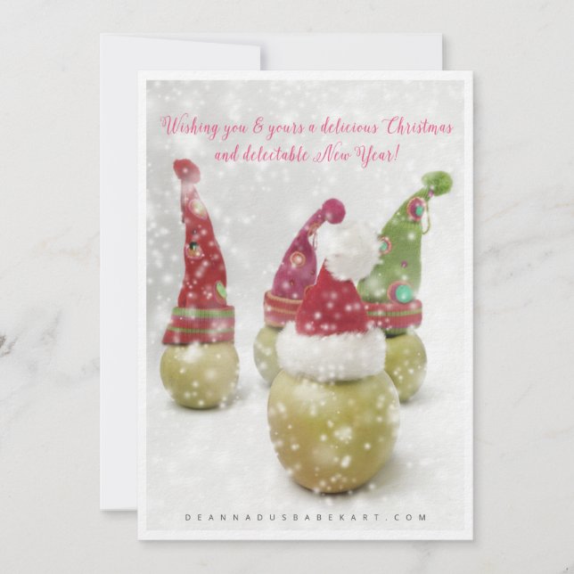 Whimsical Santa Apples Christmas Card (Front)