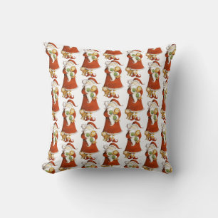 Whimsical Santa & Cats Pattern Cushion