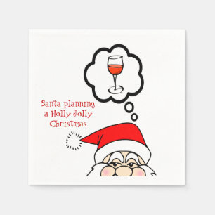 Whimsical Santa Christmas Cocktail Napkins