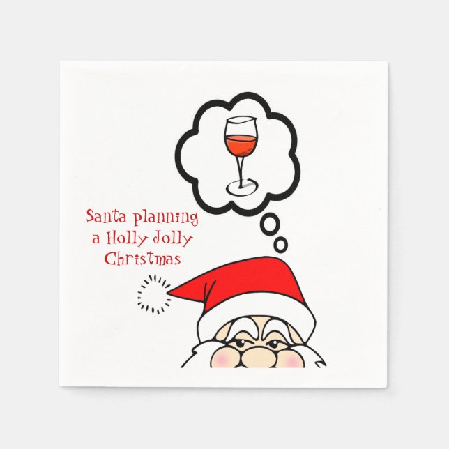 Whimsical Santa Christmas Cocktail Napkins (Front)