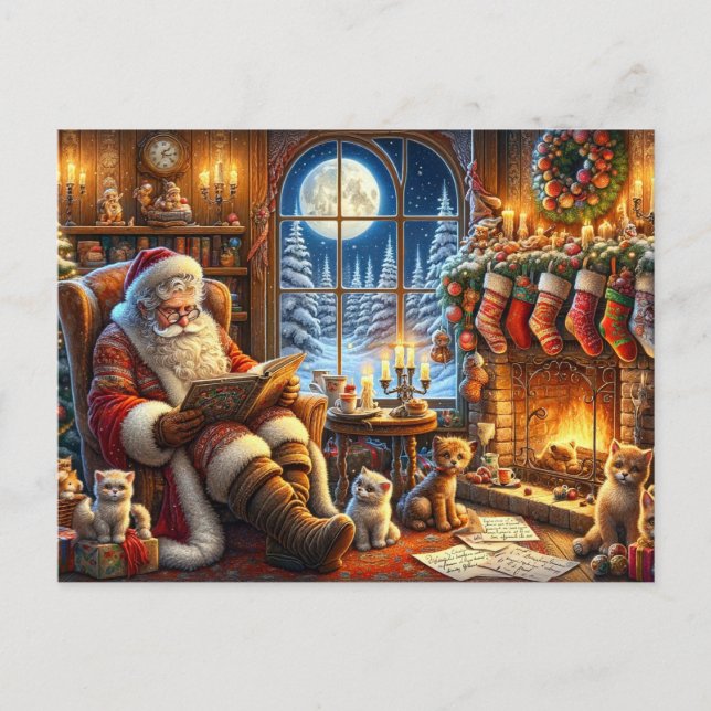 Whimsical Santa Christmas Postcard (Front)
