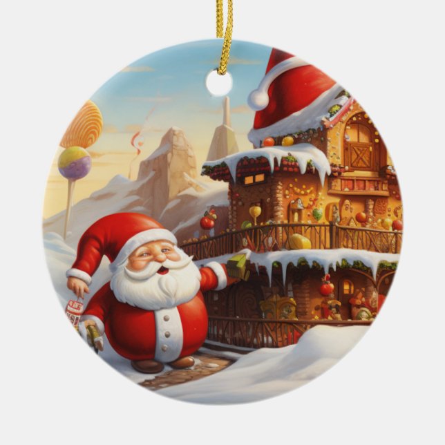 Whimsical Santa Claus 4  Ceramic Tree Decoration (Front)