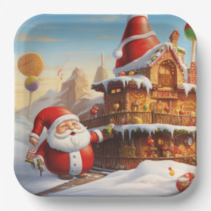 Whimsical Santa Claus 4 Paper Plate