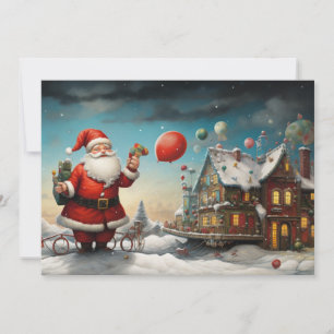Whimsical Santa Claus 5 Holiday Card