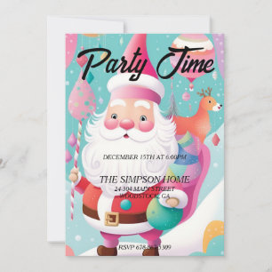 Whimsical Santa Claus Christmas Party Invitation