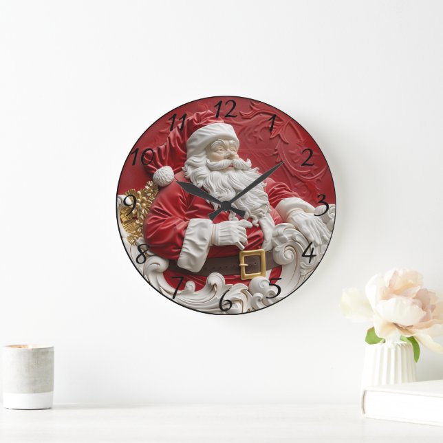 Whimsical Santa Claus decoration for festive cheer Large Clock (Home)