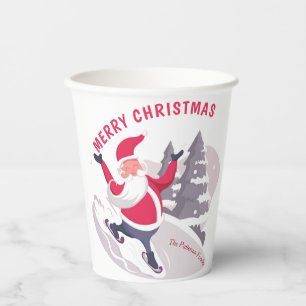Whimsical Santa Claus Merry Christmas Personalised Paper Cups