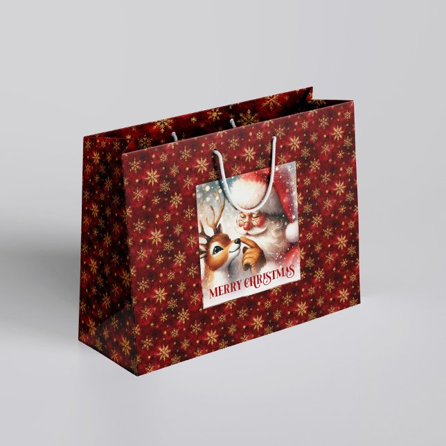 Whimsical Santa Claus Red Nose Rudolph Gift Bag (Whimsical Santa Claus Red Nose Rudolph Gift Bag)