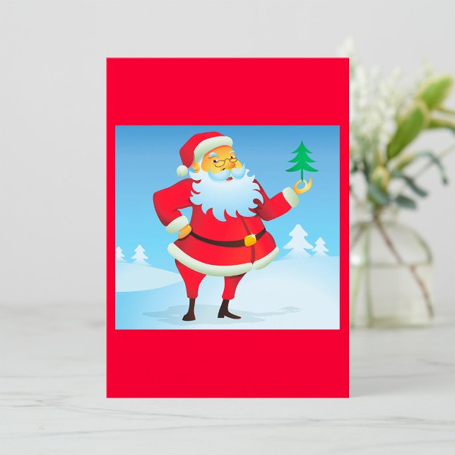 Whimsical Santa Claus with Mini Christmas Tree  Invitation (Creator Uploaded)