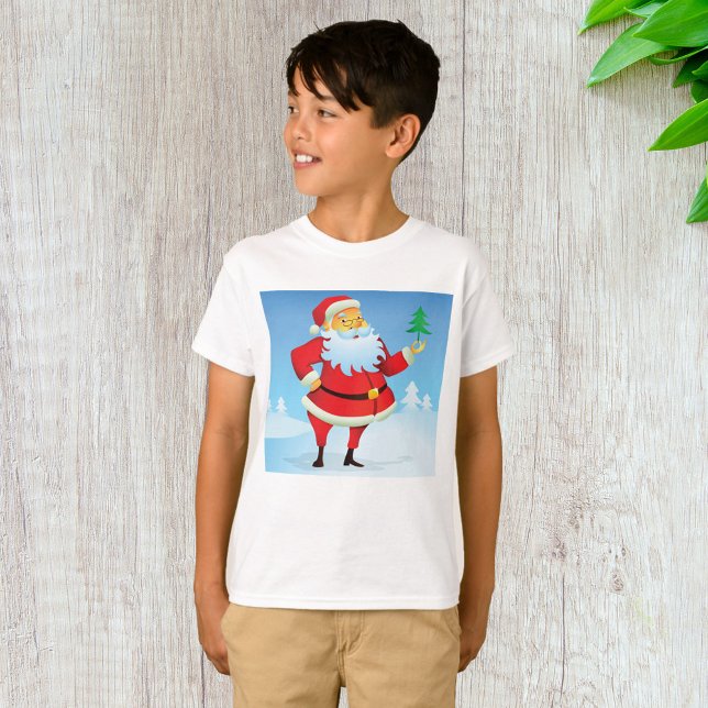 Whimsical Santa Claus with Mini Christmas Tree  T-Shirt (Creator Uploaded)