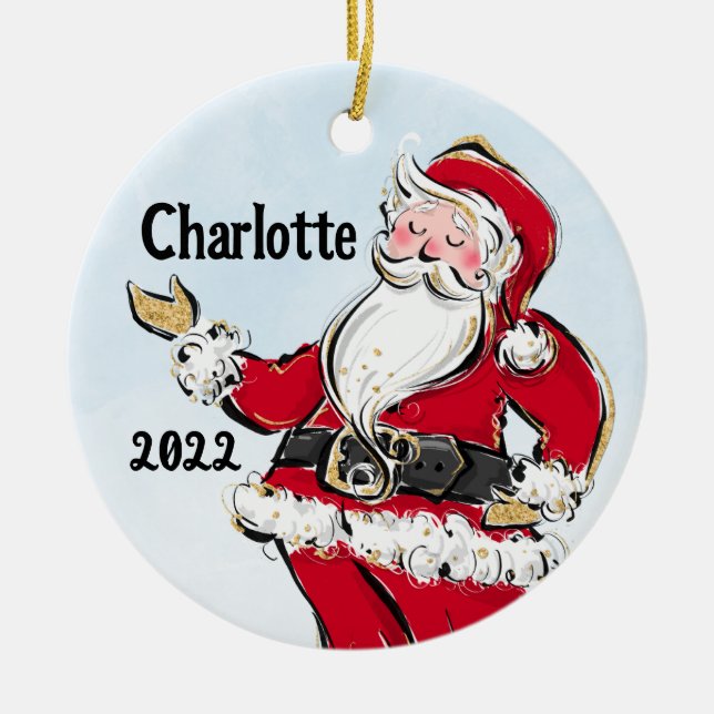 Whimsical Santa Clause Holiday Christmas Ornament  (Front)