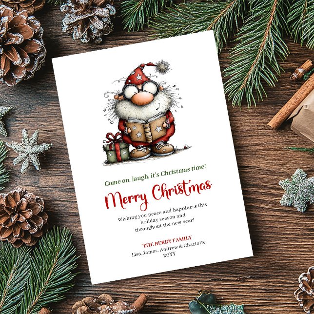 Whimsical Santa Funny Minimalist Holiday Greeting (Whimsical Santa Funny Minimalist Holiday Greeting)